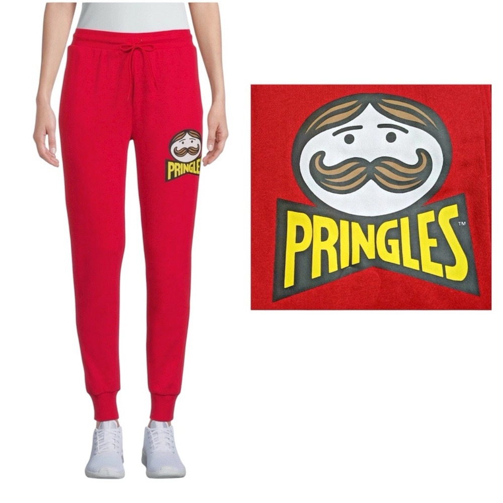 Pringles Juniors Joggers Fleece Red Sweatpants with Pockets Size Large